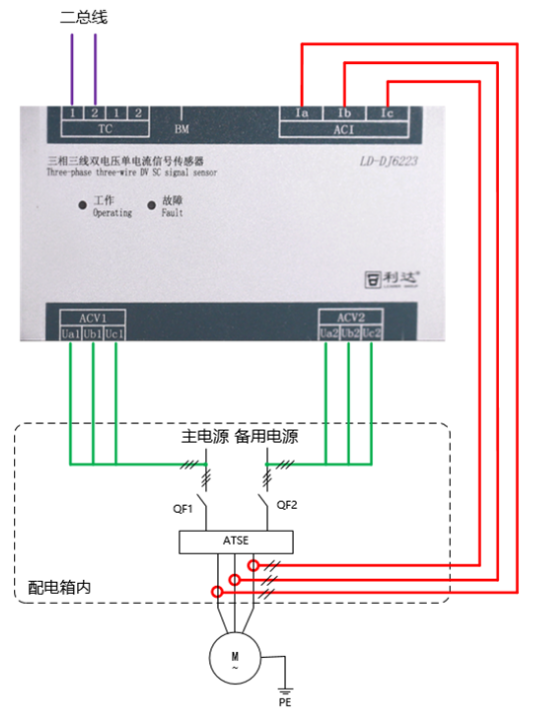 LD-DJ6223三相三线双电压单电流信号传感器接线图