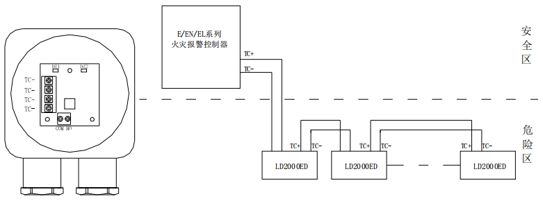 J-SA B-M-LD2000ED手动火灾报警按钮接线图