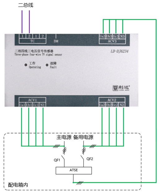 LD-DJ6234三相四线三电压信号传感器接线图