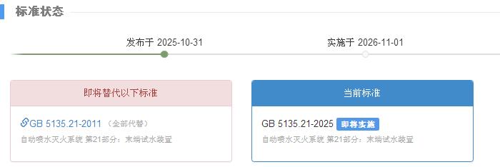GB 5135.21-2025《自动喷水灭火系统 第21部分：末端试水装置》标准状态